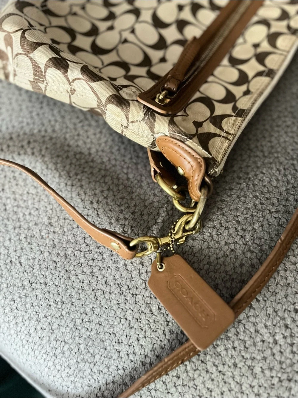 Coach Signature Canvas Crossbody in Brown and Cream